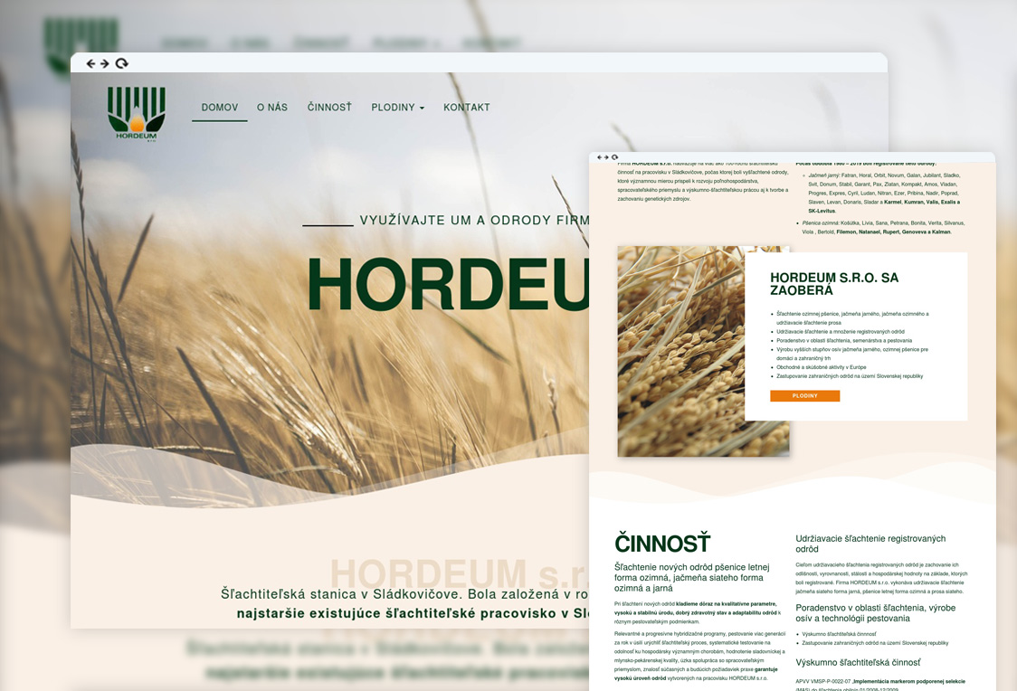 Hordeum - tvorba webovej stránky